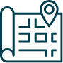 Uncharted Protection: Insuring Vacant Buildings and Landscapes with Nautilus Blueprint with location pin, symbolizing Nautilus coverage for vacant buildings and land